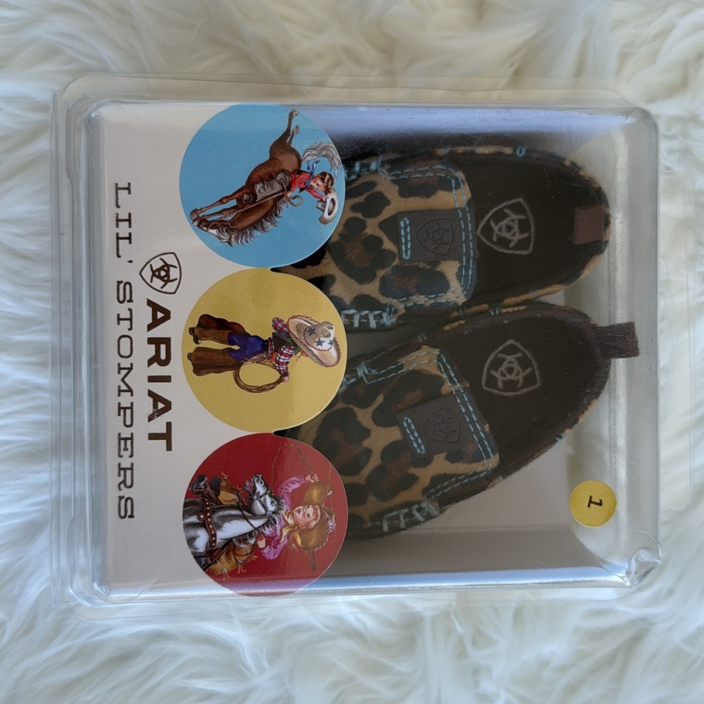 Ariat Lil' Stompers Baby Shoes with Leopard Design
